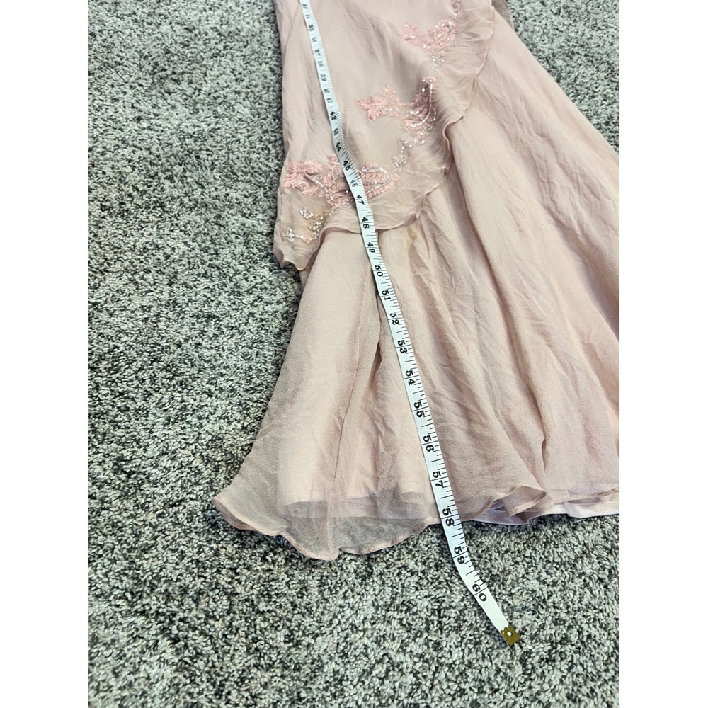 Scala Vintage 100% Silk Pink Beaded Floral Maxi Dress & Jacket Set Womens S - Picture 10 of 16